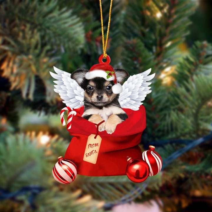 Chihuahua 3 Angel Gift From Santa Christmas Ornament