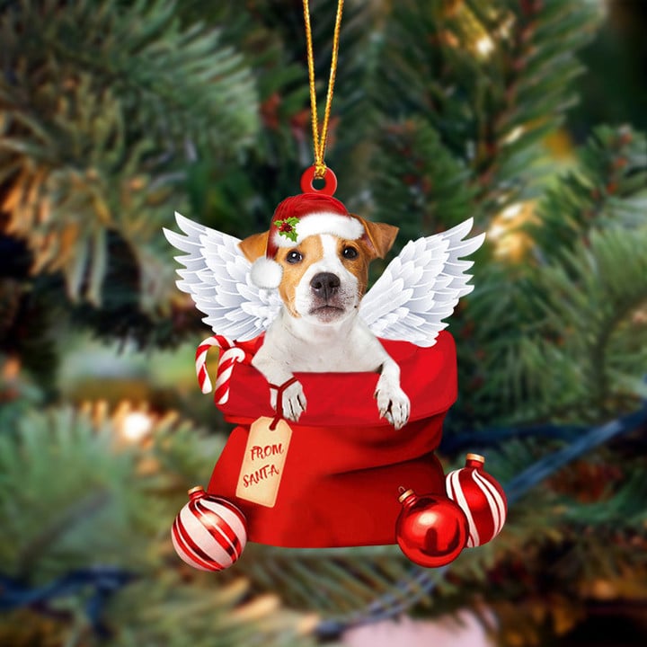Jack Russell Angel Gift From Santa Christmas Ornament