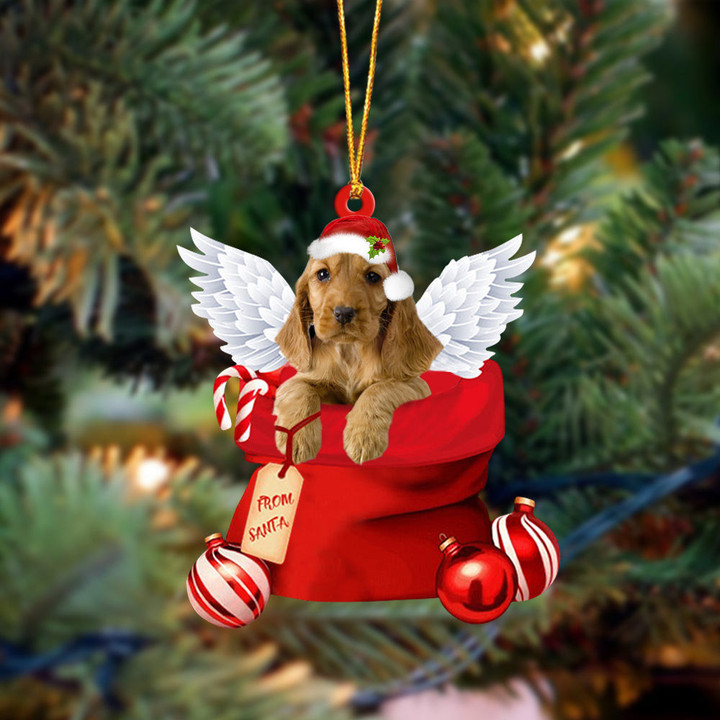 English Cocker Spaniel Angel Gift From Santa Christmas Ornament