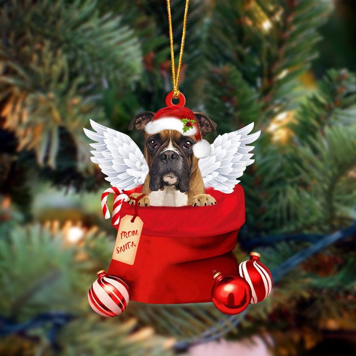 Boxer. Angel Gift From Santa Christmas Ornament