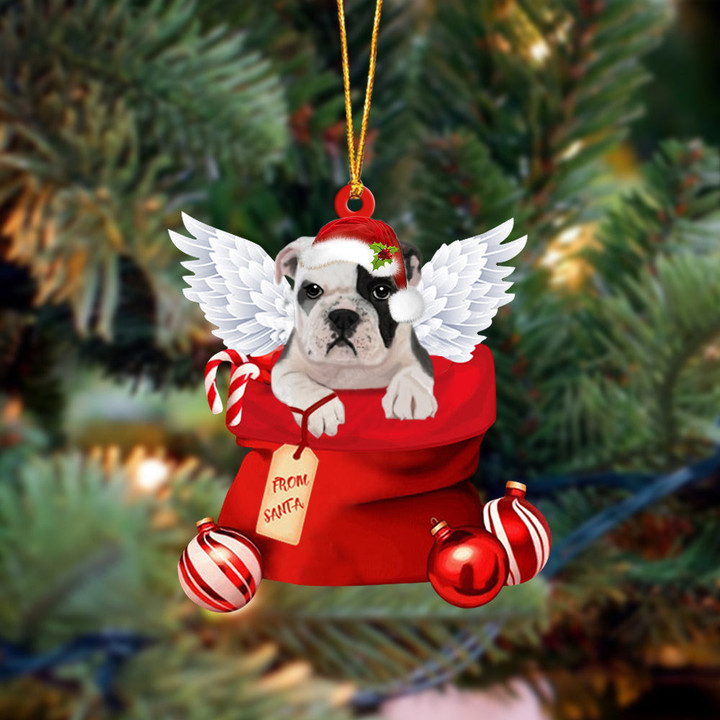 Bulldog03 Angel Gift From Santa Christmas Ornament
