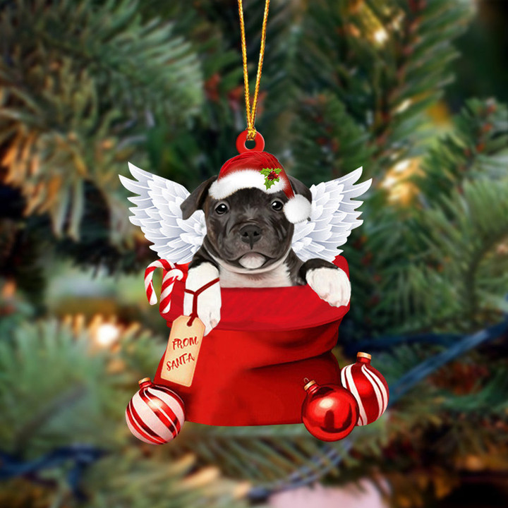 Staffordshire Bull Terrier07 Angel Gift From Santa Christmas Ornament