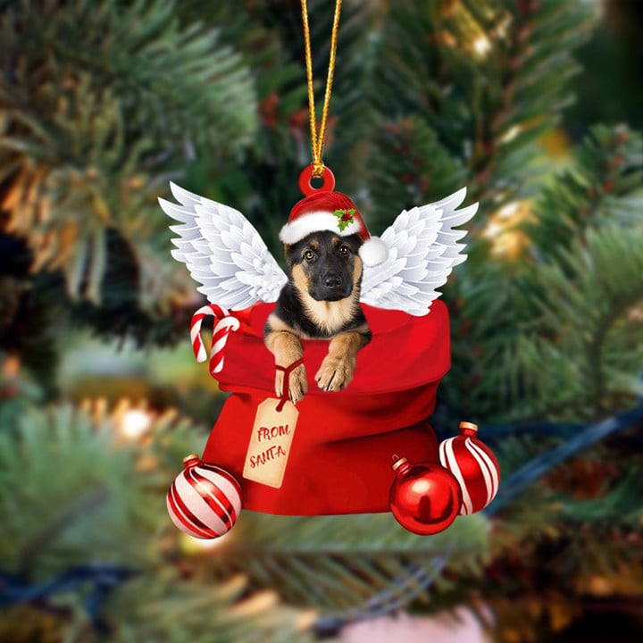 German Shepherd Angel Gift From Santa Christmas Ornament