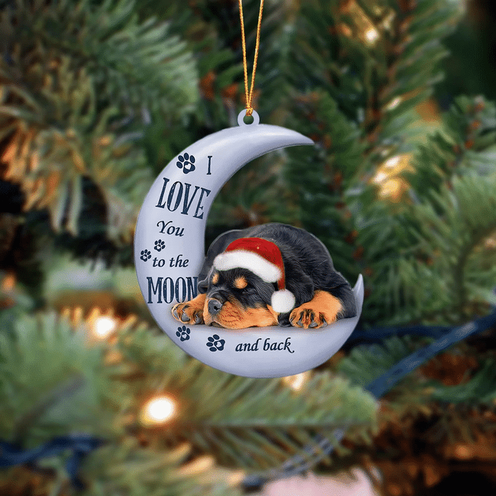 Rottweiler I Love You To The Moon And Back Christmas Ornament