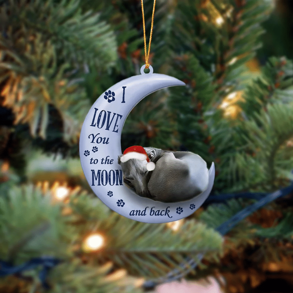 greyhound I Love You To The Moon And Back Christmas Ornament