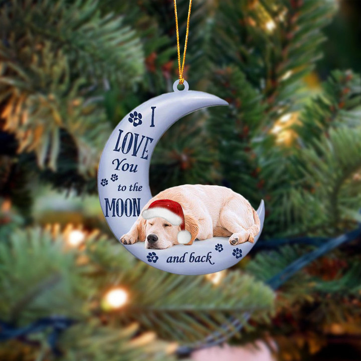 Golden retriever I Love You To The Moon And Back Christmas Ornament