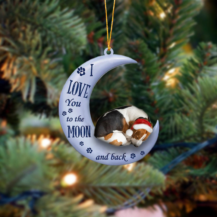 beagle I Love You To The Moon And Back Christmas Ornament