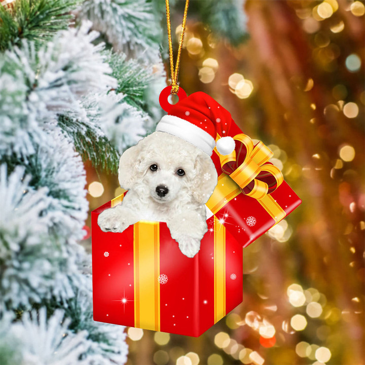 Poodle 02 In Red Gift Box Christmas Ornament
