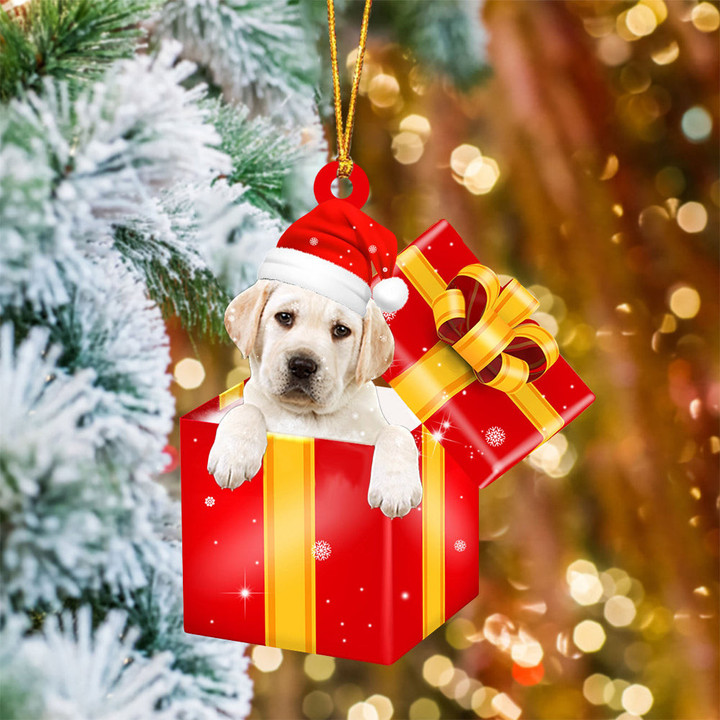 Labrador Retriever08 In Red Gift Box Christmas Ornament
