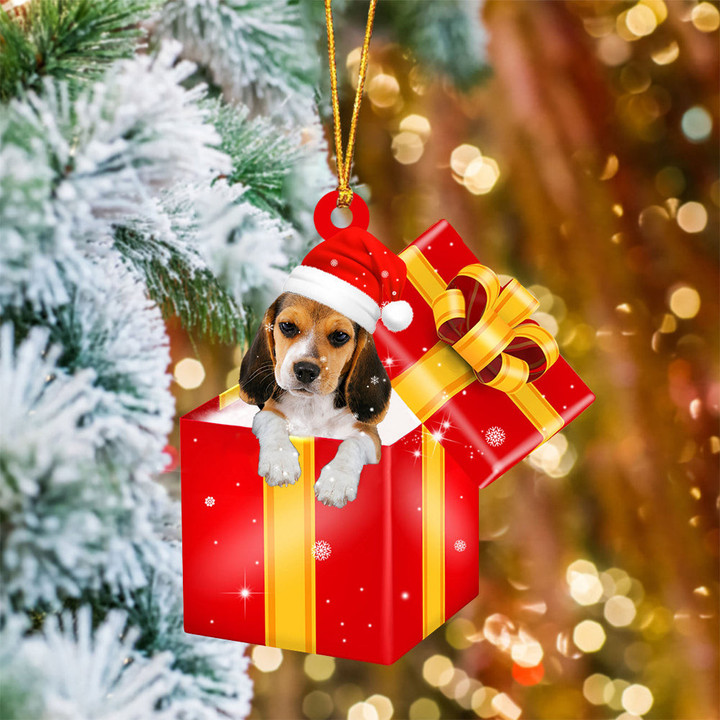 Beagle02 In Red Gift Box Christmas Ornament
