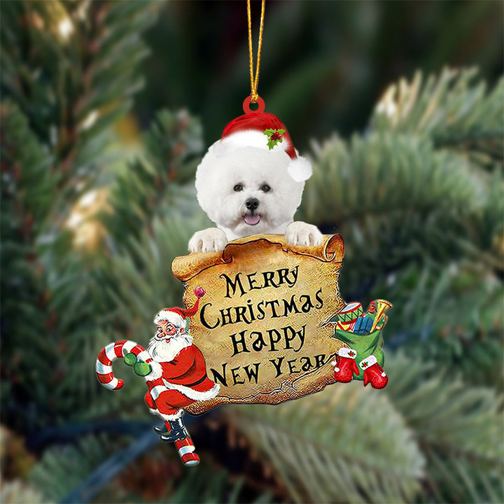 WHITE Bichon Frise Merry Christmas&Happy New Year Hanging Ornament