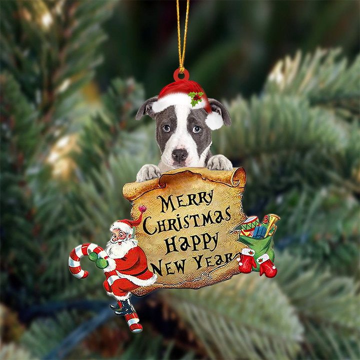 Pitbull2 Merry Christmas&Happy New Year Hanging Ornament
