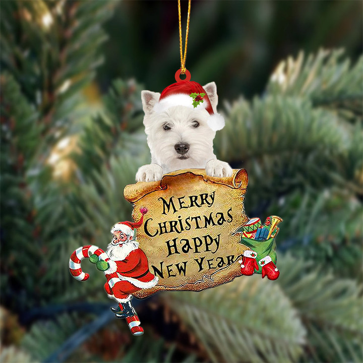 West Highland White Terrier Merry Christmas&Happy New Year Hanging Ornament
