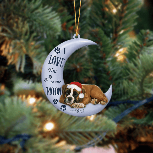 Dog I Love You To The Moon And Back Christmas Ornament