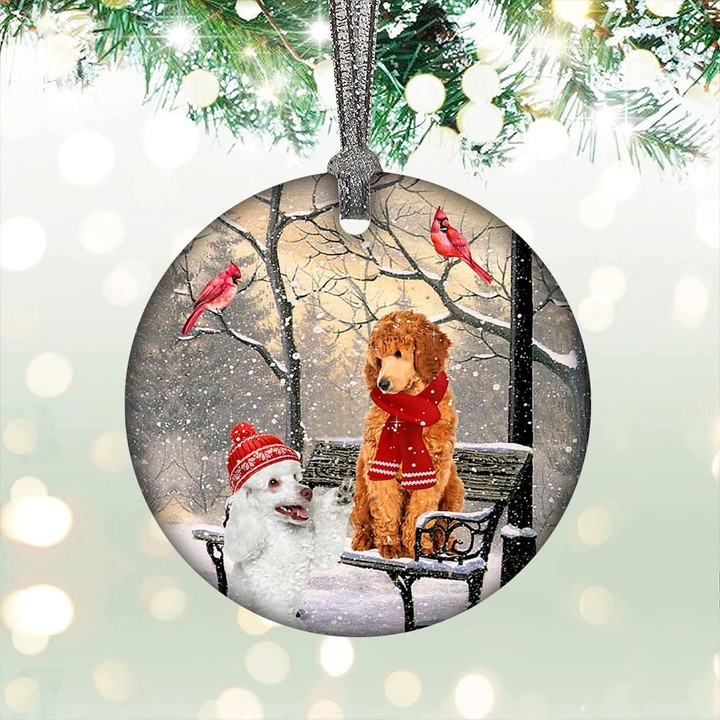 Poodle Hello Winter/New Year/Christmas  Ornament For Dog Lovers