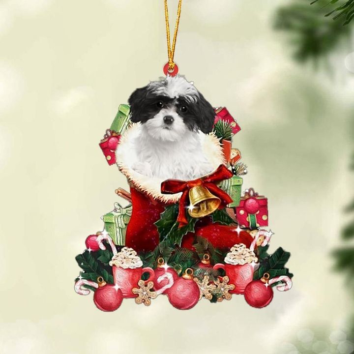 Havanese 1-Red Boot Hanging Ornament