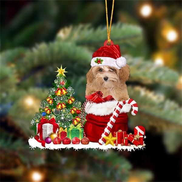 APRICOT Maltipoo Snow Bag Dog Christmas Ornament