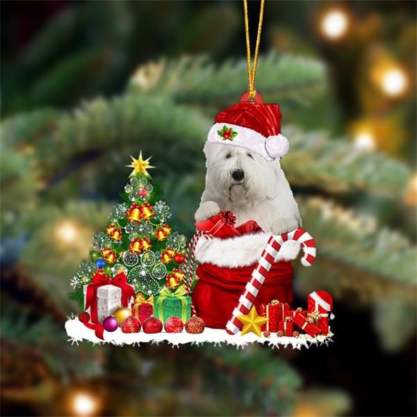 Old English Sheepdog Snow Bag Dog Christmas Ornament