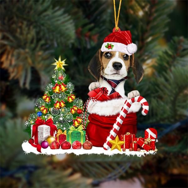 Beagle Snow Bag Dog Christmas Ornament