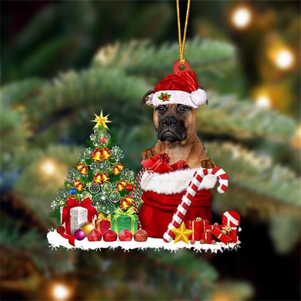 Bullmastiff Snow Bag Dog Christmas Ornament