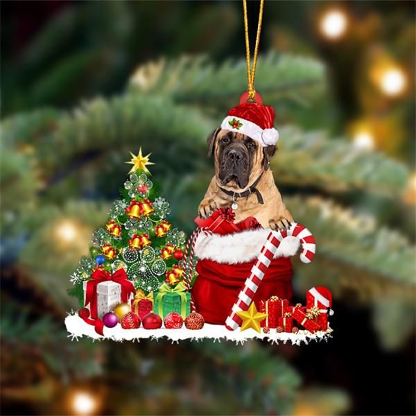 English Mastiff Snow Bag Dog Christmas Ornament