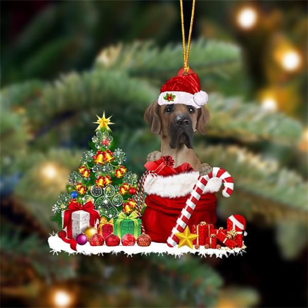 Fawn Great Dane Snow Bag Dog Christmas Ornament
