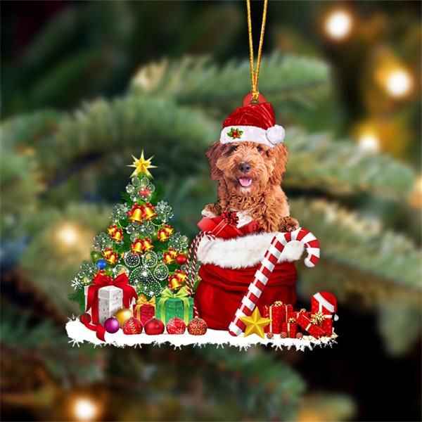 Irish Doodle Snow Bag Dog Christmas Ornament