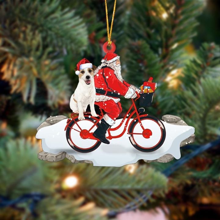 Jack Russell Terrier On Santa's Bike Christmas Ornament