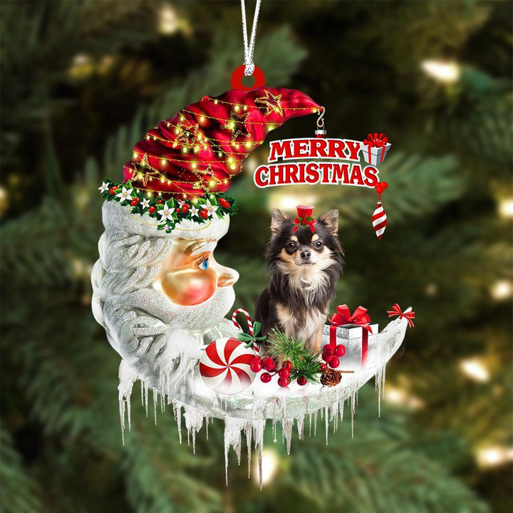 Chihuahua On The Moon Merry Christmas Hanging Ornament