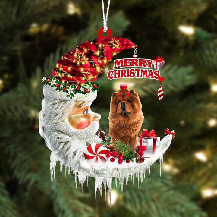 Chow Chow On The Moon Merry Christmas Hanging Ornament