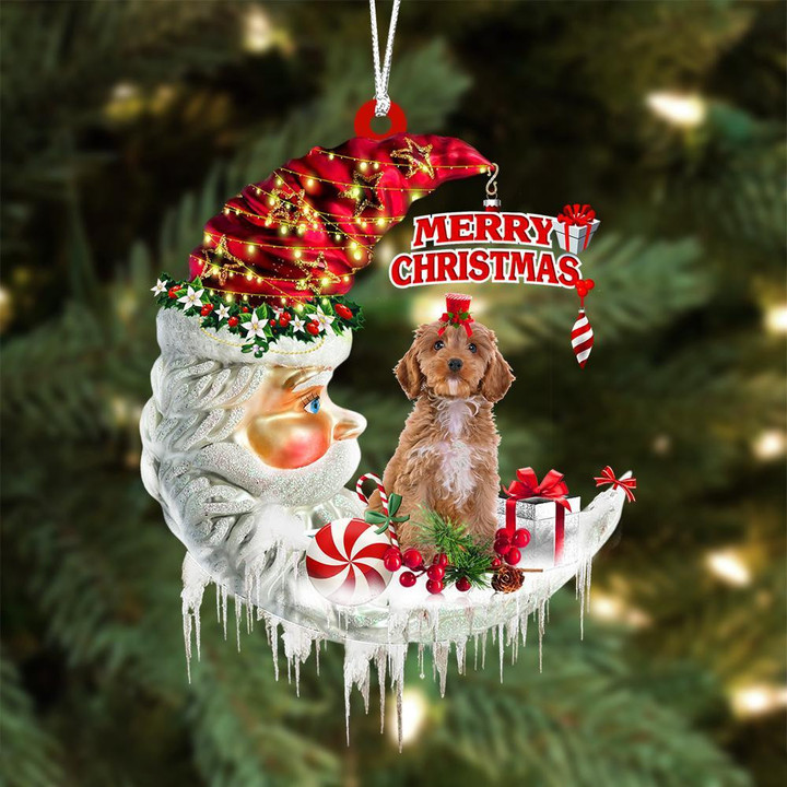 Cockapoo 02 On The Moon Merry Christmas Hanging Ornament