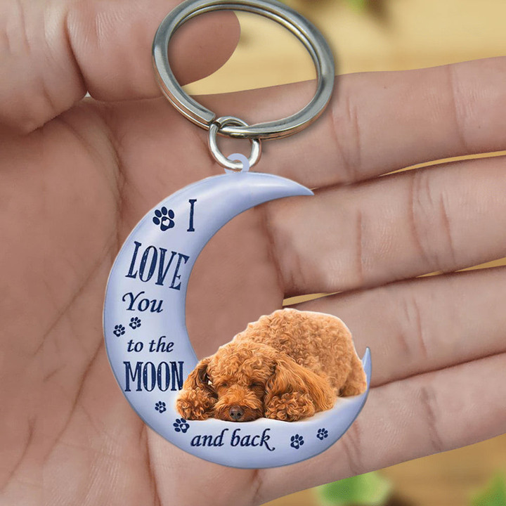 Poodle I Love You To The Moon And Back Flat Acrylic Keychain
