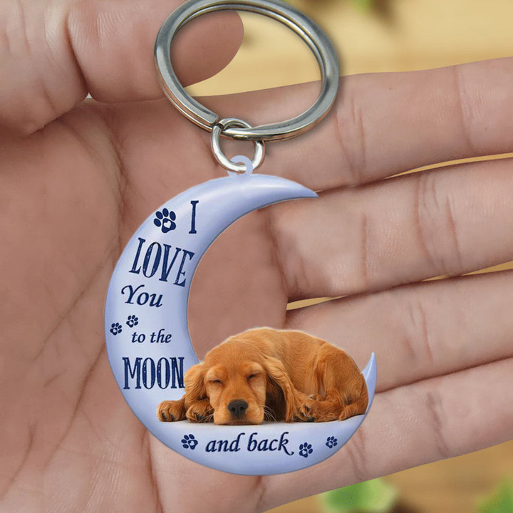 Cocker Spaniels I Love You To The Moon And Back Flat Acrylic Keychain