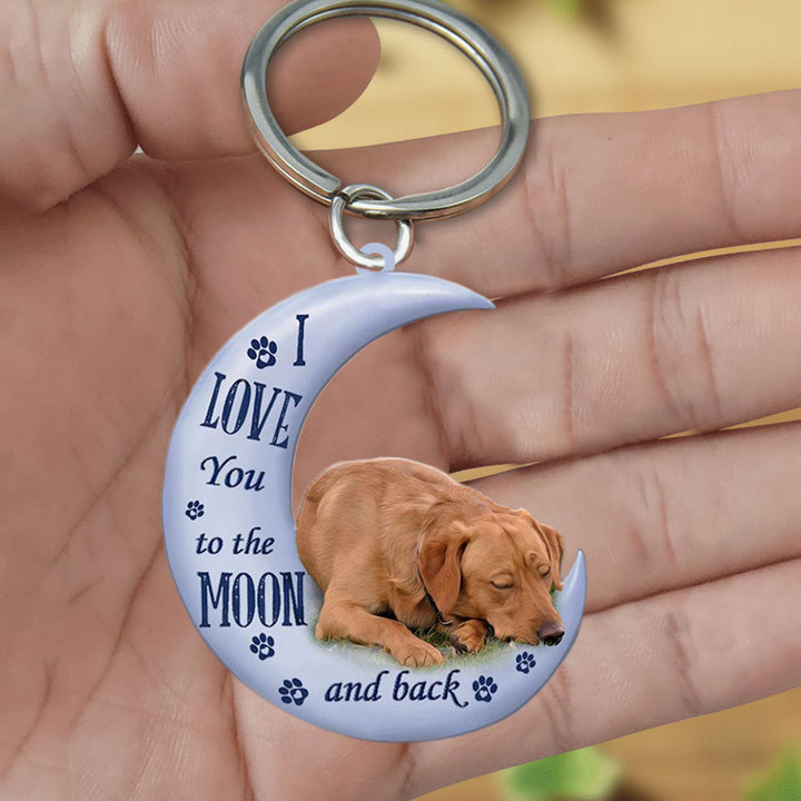 Red labrador retriever I Love You To The Moon And Back Flat Acrylic Keychain