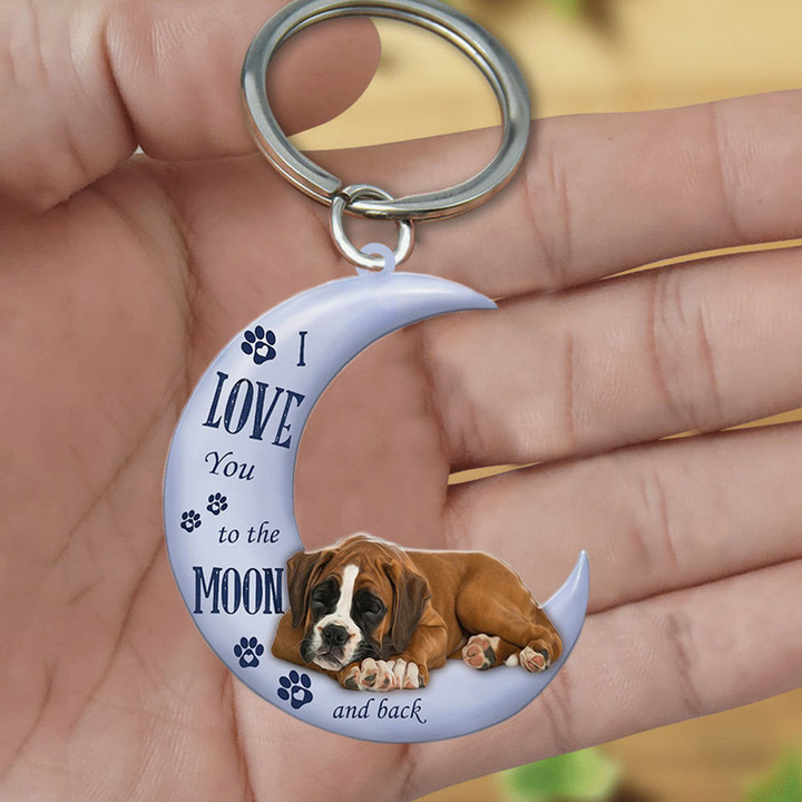 Boxer I Love You To The Moon And Back Flat Acrylic Keychain