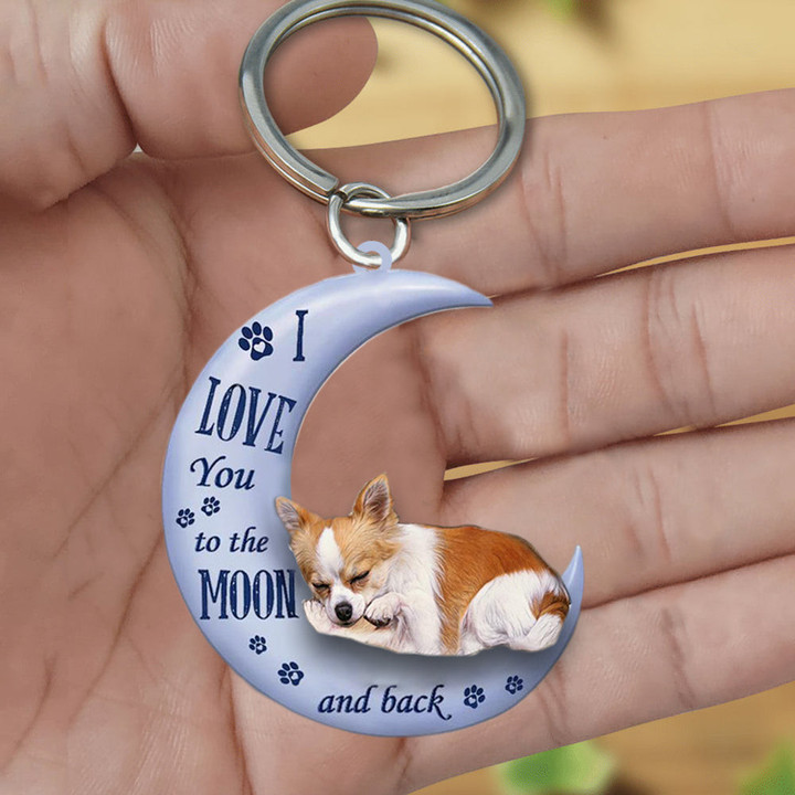 chihuahua I Love You To The Moon And Back Flat Acrylic Keychain