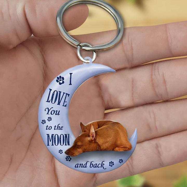 Miniature Pinscher I Love You To The Moon And Back Flat Acrylic Keychain