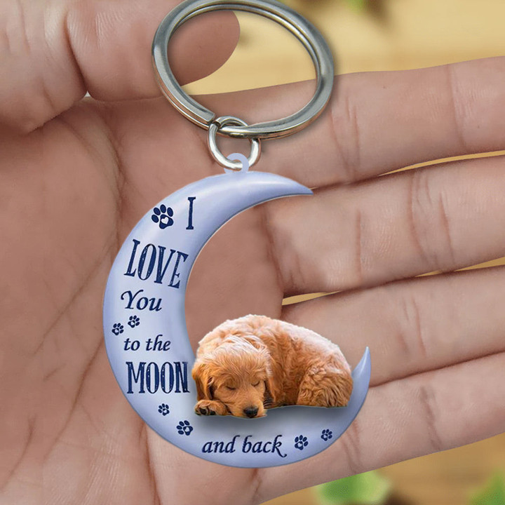 Goldendoodle I Love You To The Moon And Back Flat Acrylic Keychain