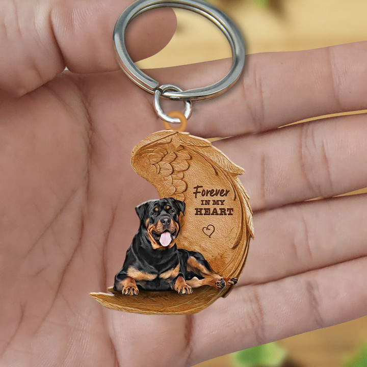 Rottweiler Forever In My Heart Flat Acrylic Keychain
