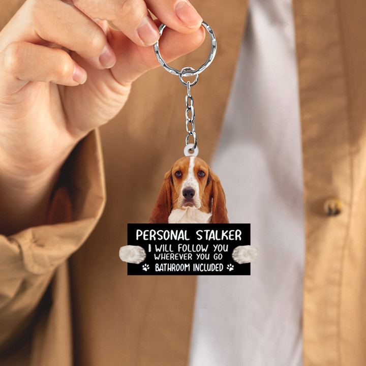Basset Hound Personal Stalker Acrylic Keychain