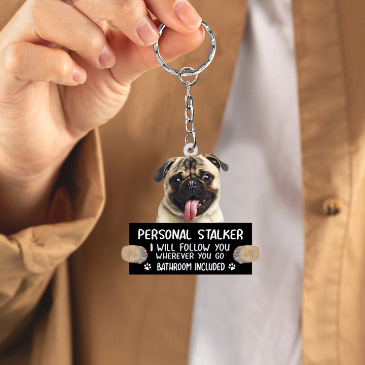 Pug Personal Stalker Acrylic Keychain