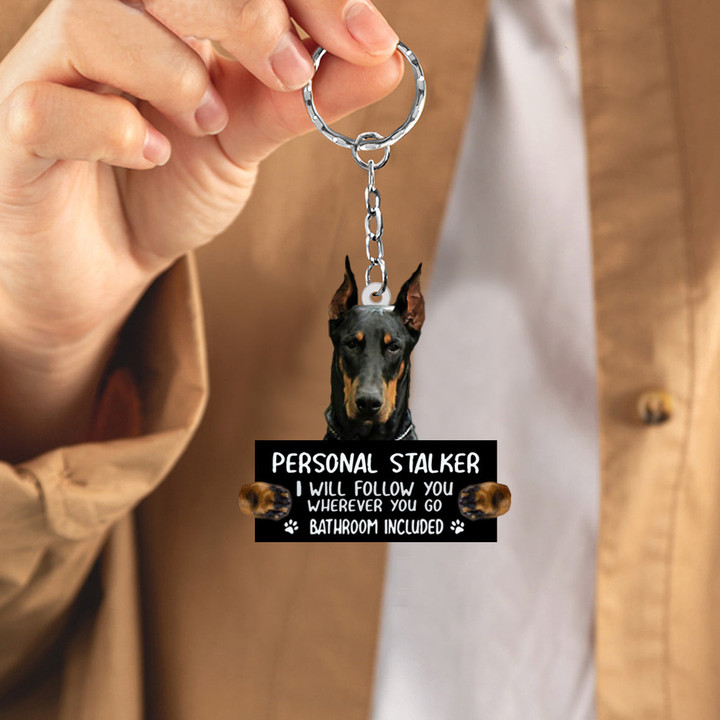 Doberman Personal Stalker Acrylic Keychain