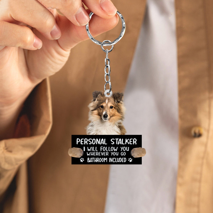 Shetland Sheepdog 5 Personal Stalker Acrylic Keychain