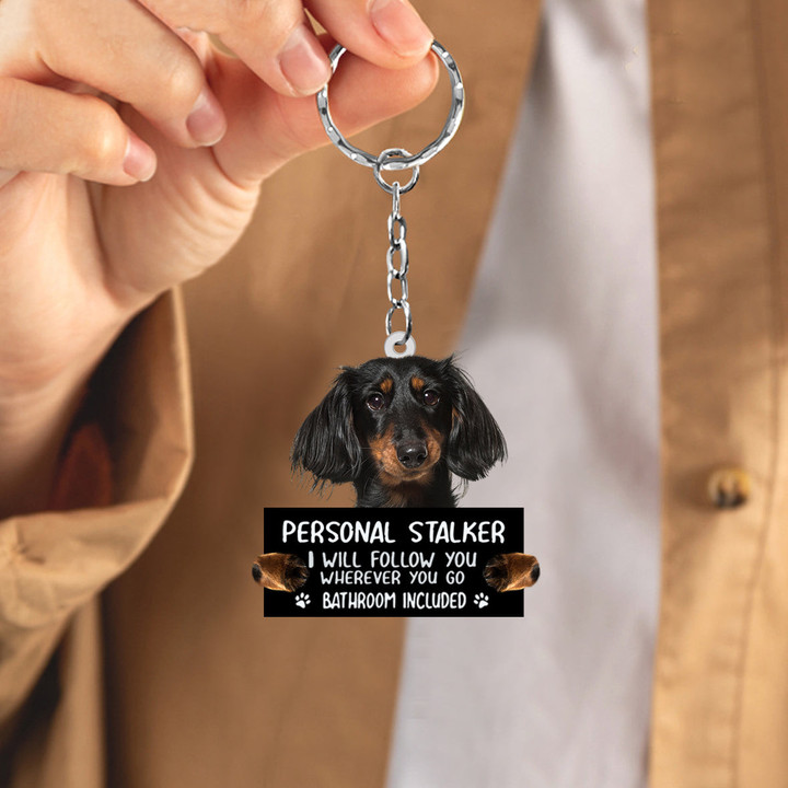 Dachshund Personal Stalker Acrylic Keychain