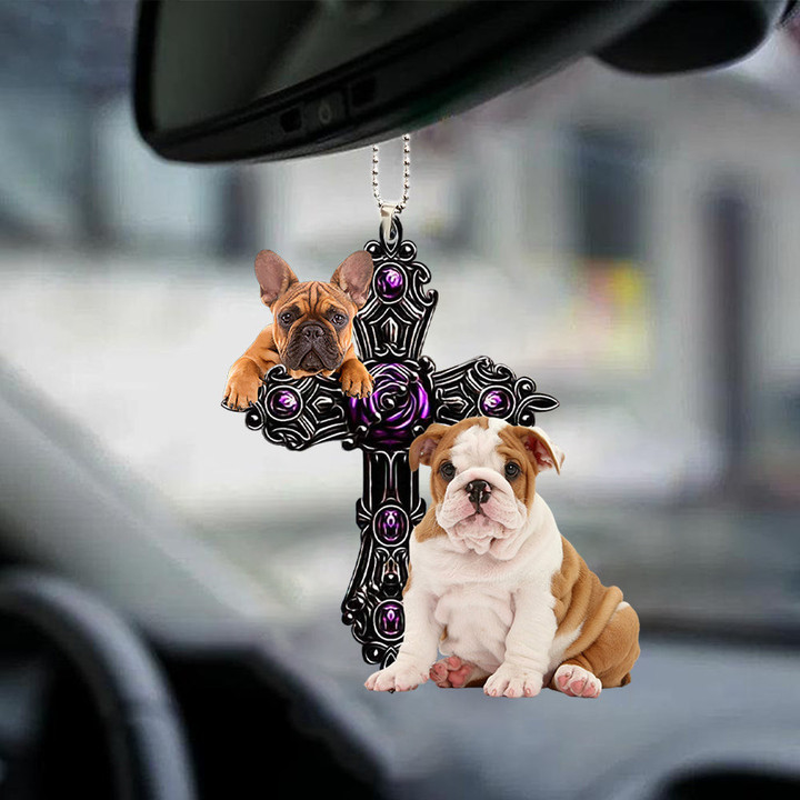 English Bulldog Pray For God Car Hanging Ornament