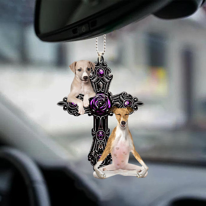 Greyhound Pray For God Car Hanging Ornament
