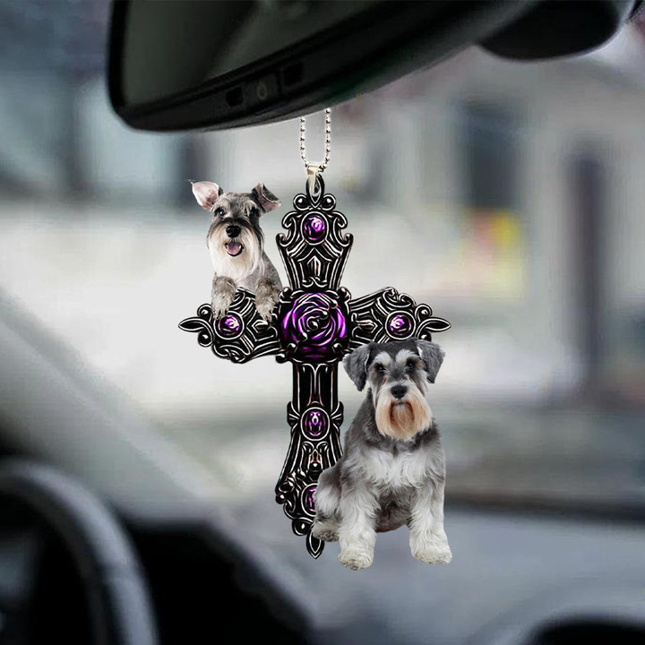 Schnauzer Pray For God Car Hanging Ornament