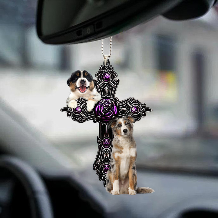 Australian Shepherd Pray For God Car Hanging Ornament
