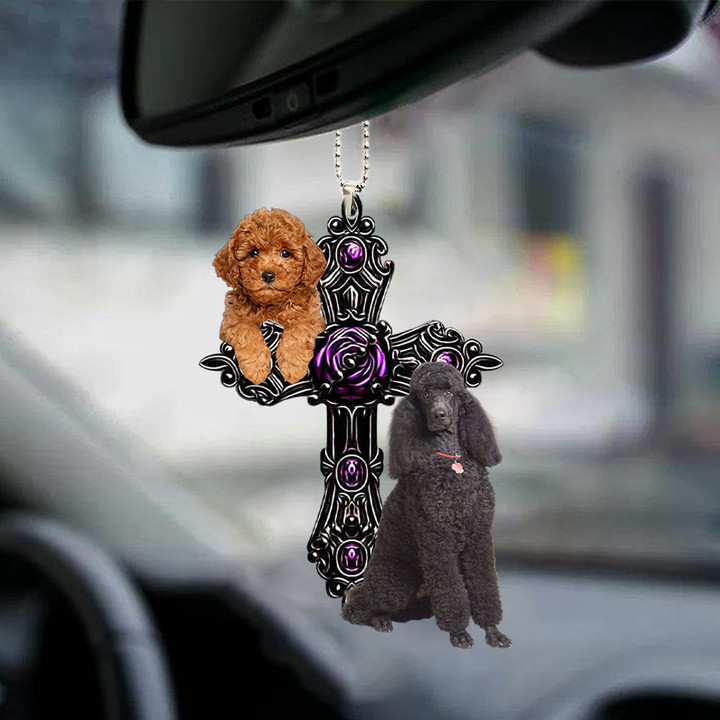 Poodle Pray For God Car Hanging Ornament