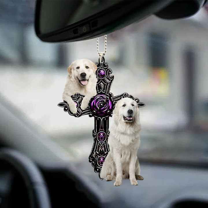 Great Pyrenees Pray For God Car Hanging Ornament